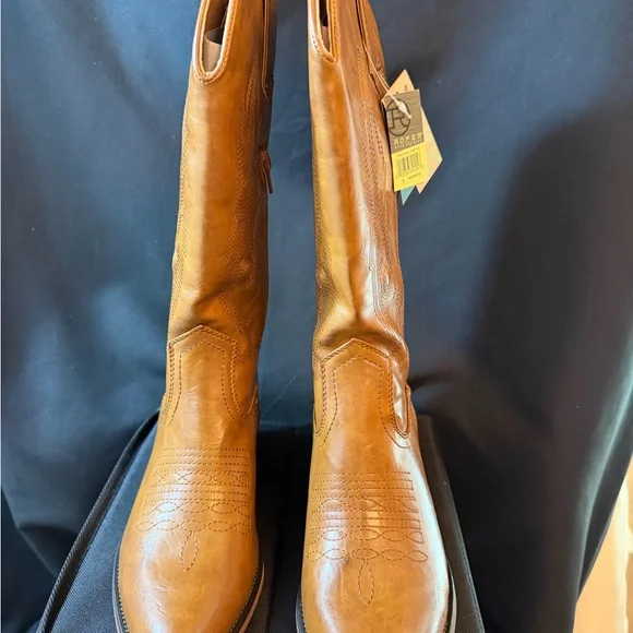 Roper Tan Nettie in Tan-Faux Leather Cowboy Boots. BNIB. Size 8. - Picture 2 of 5